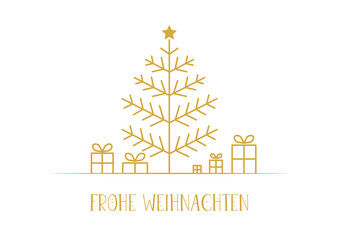 Frohe Weihnachten deutsch - Grußkarte mit Weihnachtsbaum