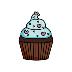 sweet cupcake with hearts chips, colorful design