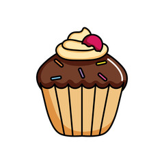 chocolate cupcake with decorative cherry