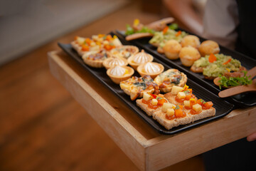 assorted of canepes on tray
