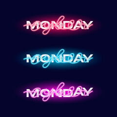 Cyber monday neon sign. Bright glowing neon sale advertising banner. Vector illustration.