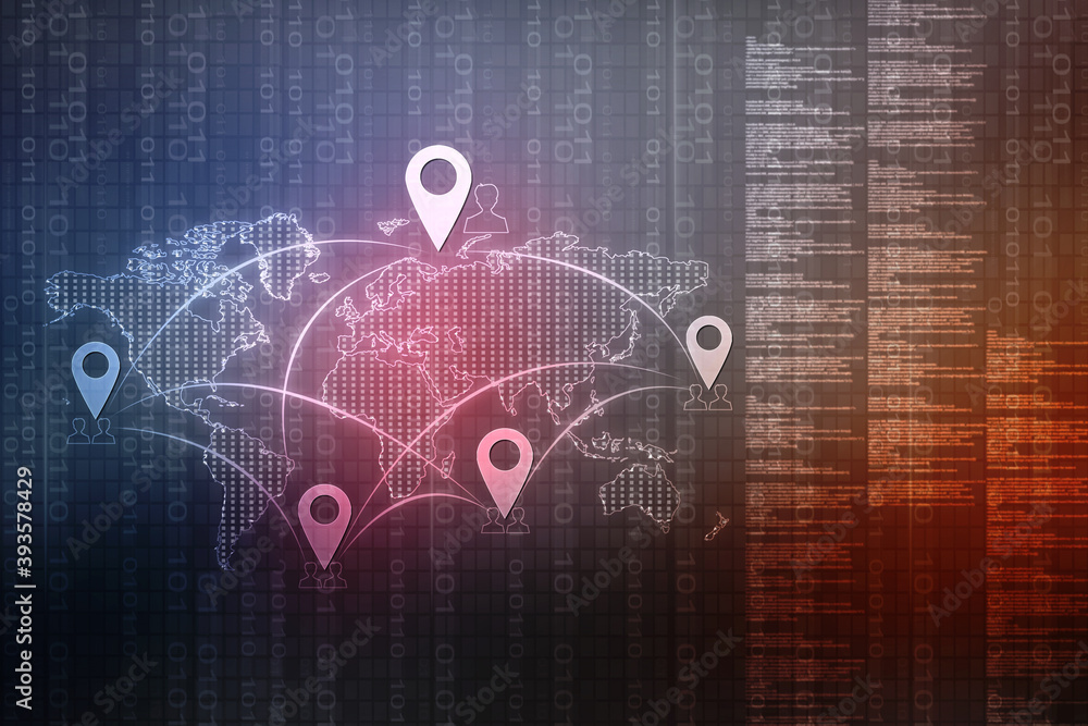 Poster 2d rendering red map pointer