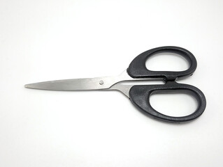 Stainless steel scissors with black handle
