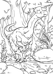 Cartoon dinosaur. drawing illustration for kids and children.