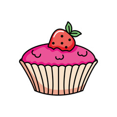 icon of strawberry cupcake, colorful design
