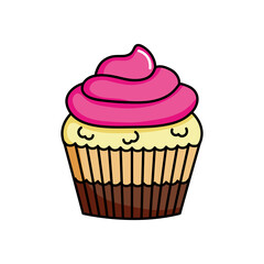 sweet pink cupcake icon, colorful design