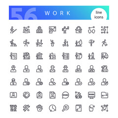 Work Line Icons Set