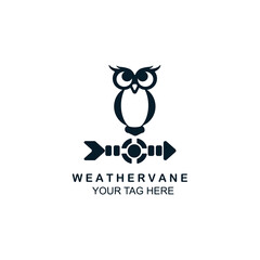 owl weather vane logo line art color emblem illustration vector template design