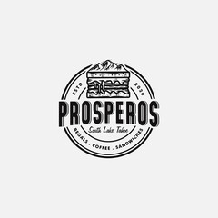 Sandwich and Mountain Vintage Logo Design Illustration For Fast Food Business