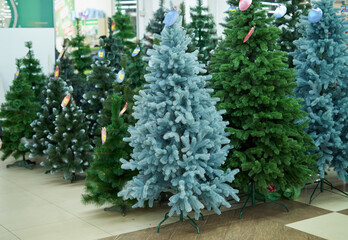 Selling PVC Christmas Trees in a Store