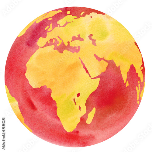 地球温暖化イメージの水彩イラスト ヨーロッパ アフリカ アジア Wall Mural Keiko Takamatsu
