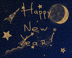 Naklejka premium Happy New Year. Lettering text for Happy New Year. Gold Vector