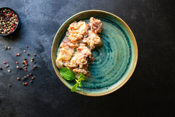 canned fish seafood are ready to eat on the table serving healthy meal snack ingredient top view copy space for text food background diet pescetarian