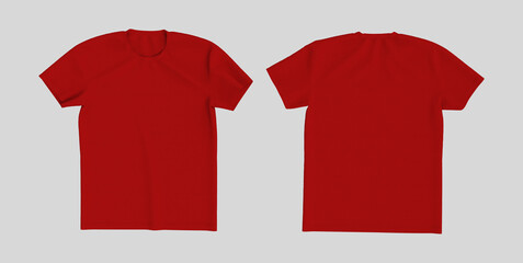men's short sleeve t-shirt mockup in front, and back views, design presentation for print, 3d illustration, 3d rendering