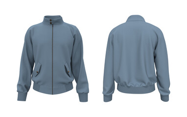 Harrington jacket mockup front and back views, 3d illustration, 3d rendering