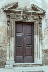 Fototapeta na wymiar marble monumental Reinassance portal, Pescocostanzo, Abruzzo, Italy