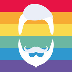 Male face contour with LGBT colors. Logo man with a beard for LGBT themes. Vector.