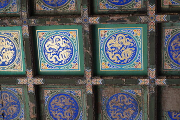 green blue ceiling pattern in the forbidden city