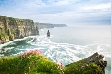 Sehenswürdigkeit Cliffs of Moher in Irland Meer Ozean Küste Atlantik Klippen Felsen Landschaft Natur / Ireland, Sea Ocean Coast Atlantic Cliffs Rock Landscape Nature