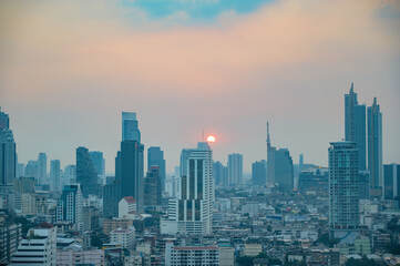 Beauitful sunset with Cityscape or Bangkok city Thailand.bangkok capital city of thailand.