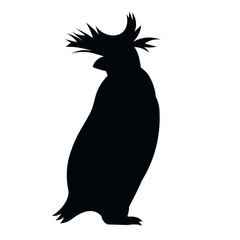 Silhouette of a standing rockhopper penguin
