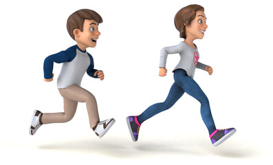 Fun 3D cartoon teenage kids