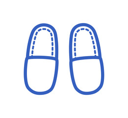 Home slippers isolated on white in doodle style. Outline vector icons in a hand-drawn style.