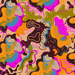 Creative abstract backdrop with unique hand drawn pattern. Psychedelic artwork