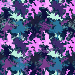 Urban colorful abstract pattern with hand drawn wave shapes. Seamless backdrop