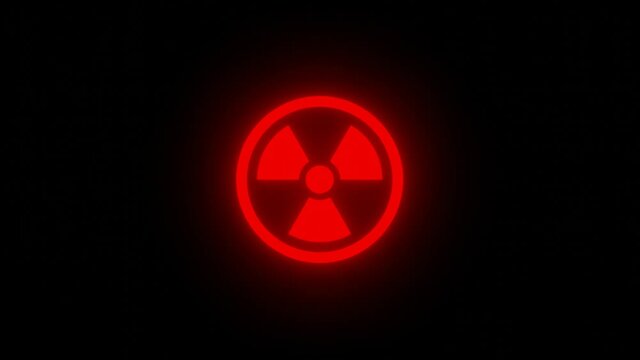 Red breathing glow radiation icon sign isolated on black vfx video element