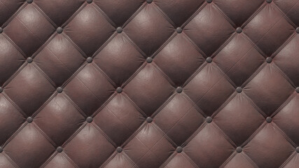 Close-up background of brown vintage Chesterfield leather sofa. 3D-rendering