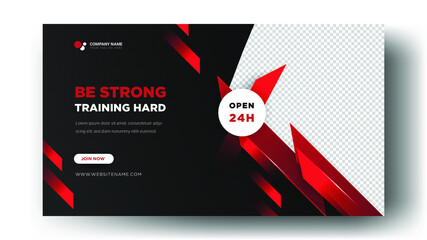 Web banner templates. gym with elegant design Premium Vector