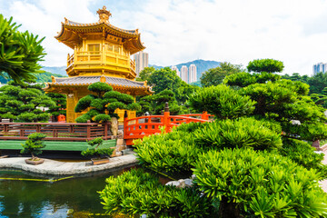 Golden pavilion Perfection in Nan Lian green Garden city park