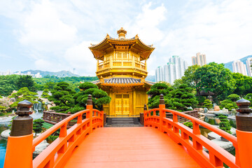 Golden pavilion Perfection in Nan Lian green Garden city park