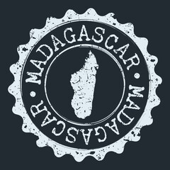 Naklejka premium Madagascar Map Seal. Silhouette Postal Passport Stamp. Round Vector Icon Postmark.