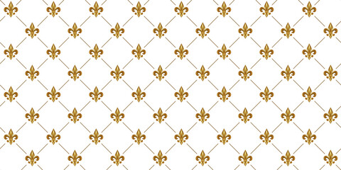 Gold Fleur De Lis luxury pattern. Royal ornamental seamless background.