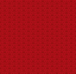 Red Uchiwa Japanese fan pattern. Decorative ornate background. 