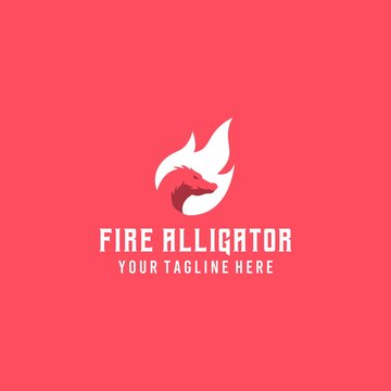 Creative fire alligator logo design