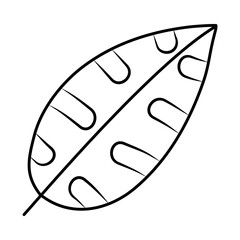 round leaf icon, line style