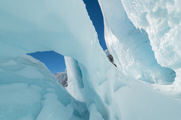 The Tasman Glacier (Haupapa) which is the largest glacier in the Southern Alps, South Island, New Zealand. 