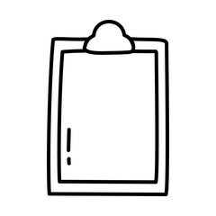 stationary concept, clipboard icon, line doodle style