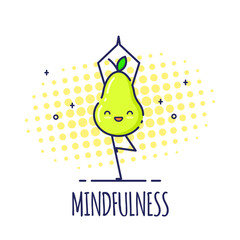 Funny Pear Character Doing Yoga, Tree Pose Vrikshasana