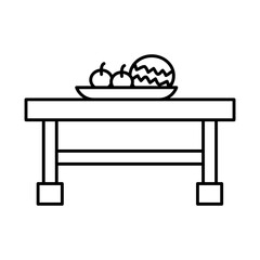 coffee table with decorative objects, line style
