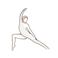 Female simple line vector illustration, yoga art, woman practicing yoga, yoga position