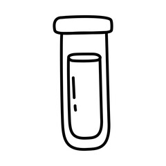 test tube icon, line doodle style