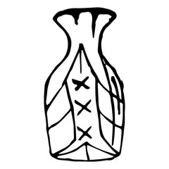 Jar sketch. Vector illustration of a jar for ink, vase.