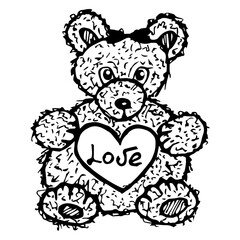 Sketch of a teddy bear. Vector illustration of a baby teddy bear.