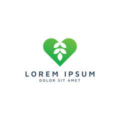 heart and leaf negative space logo design