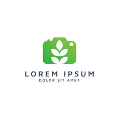 camera and leaf negative space logo design