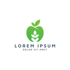 apple and leaf negative space logo design